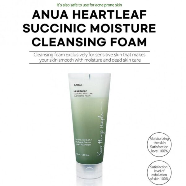 Anua Heartleaf Succinic Moisture Cleansing Foam - Image 3