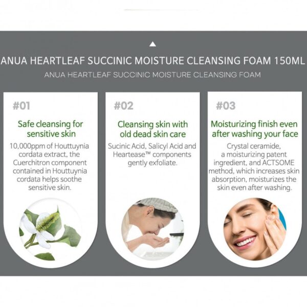 Anua Heartleaf Succinic Moisture Cleansing Foam - Image 4